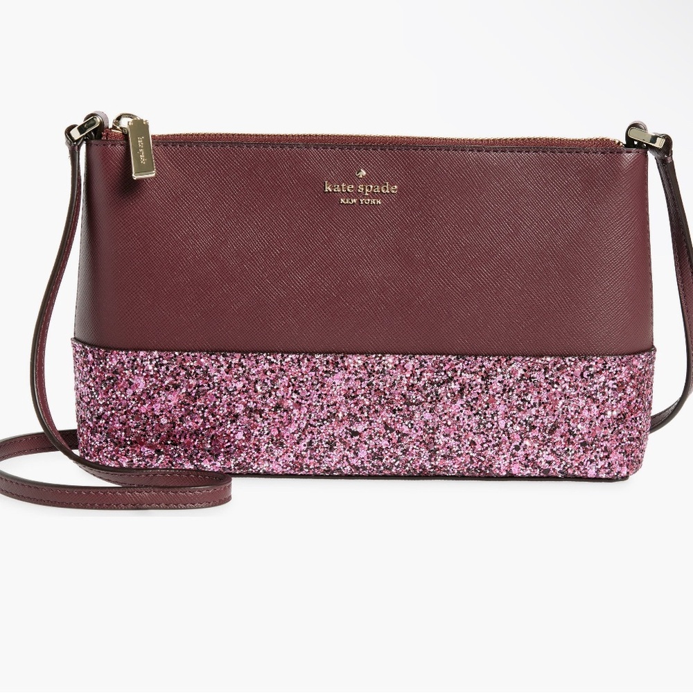 Kate Spade Flash Glitter Burgundy and Pink Crossbody Bag ❤️NEW❤️
